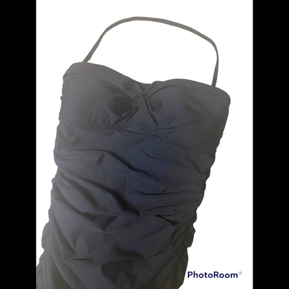 J. Crew Black Shirred One Piece Swimsuit Sz 0 - Picture 3 of 8